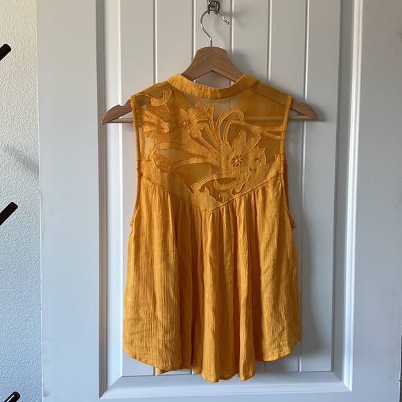 Free People Mustard Floral Swing Top - Picture 2 of 2